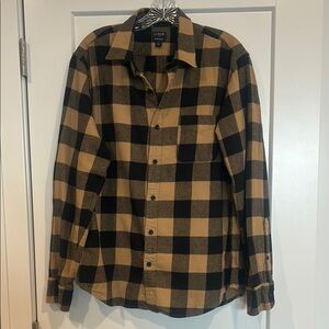 J. Crew flannel slim Black and Tan Plaid Shirt
